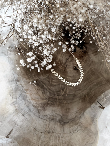 Collier plaqué or LAURIER femme chaine et feuilles de laurier bijoux plaqué or tendance femme