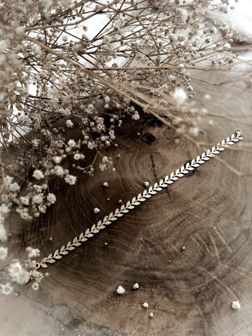 Bracelet plaqué or FEUILLES DE LAURIER bijoux plaqué or tendance femme