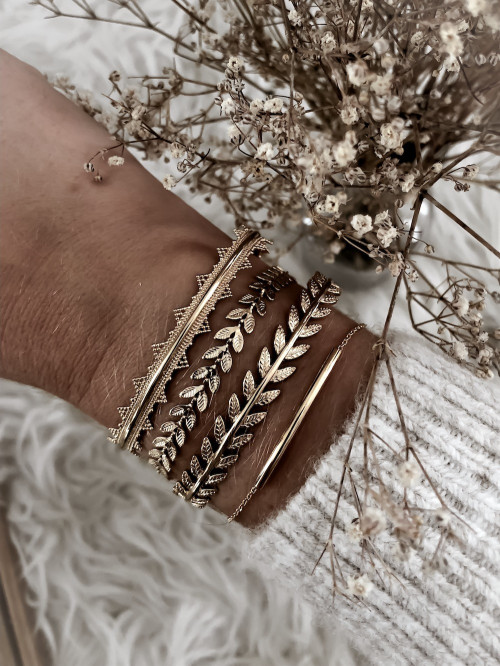 Bracelet plaqué or LOU chaine et tube bijoux plaqué or tendance femme