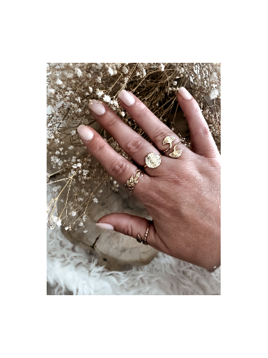 Bague plaqué or LORIE medaille vintage martelée bijoux plaqué or tendance femme