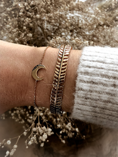 JONC plaqué or FILIGRANE ETHNIQUE LÉO BRACELET RIGIDE AJUSTABLE bijoux plaqué or tendance femme