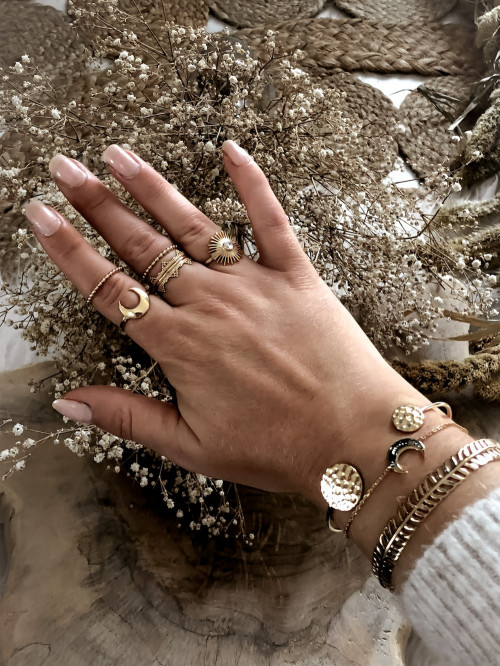 JONC plaqué or FILIGRANE ETHNIQUE LÉO BRACELET RIGIDE AJUSTABLE bijoux plaqué or tendance femme