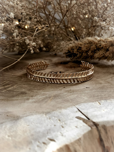 JONC plaqué or FILIGRANE ETHNIQUE LÉO BRACELET RIGIDE AJUSTABLE bijoux plaqué or tendance femme