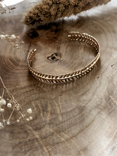 JONC plaqué or FILIGRANE ETHNIQUE LÉO BRACELET RIGIDE AJUSTABLE bijoux plaqué or tendance femme