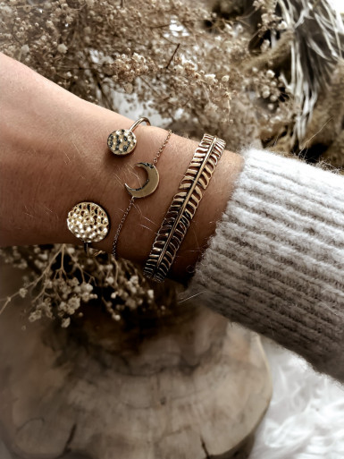 JONC plaqué or FILIGRANE ETHNIQUE LÉO BRACELET RIGIDE AJUSTABLE bijoux plaqué or tendance femme