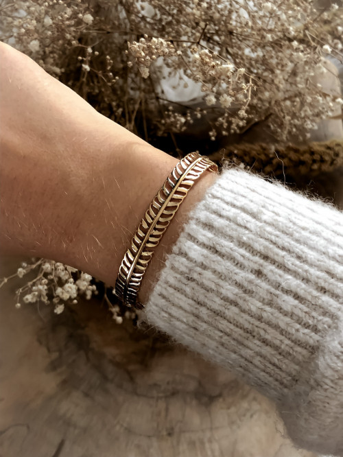 JONC plaqué or FILIGRANE ETHNIQUE LÉO BRACELET RIGIDE AJUSTABLE bijoux plaqué or tendance femme