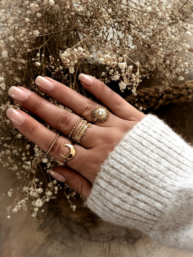 Bague plaqué or LUNA DEMI LUNE bijoux plaqué or tendance femme