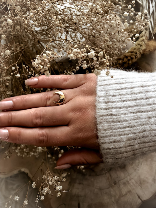Bague plaqué or LUNA DEMI LUNE bijoux plaqué or tendance femme