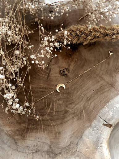 Bracelet plaqué or LUNA chaine et demi lune corne bijoux plaqué or tendance femme