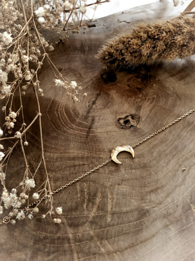 Bracelet plaqué or LUNA chaine et demi lune corne bijoux plaqué or tendance femme