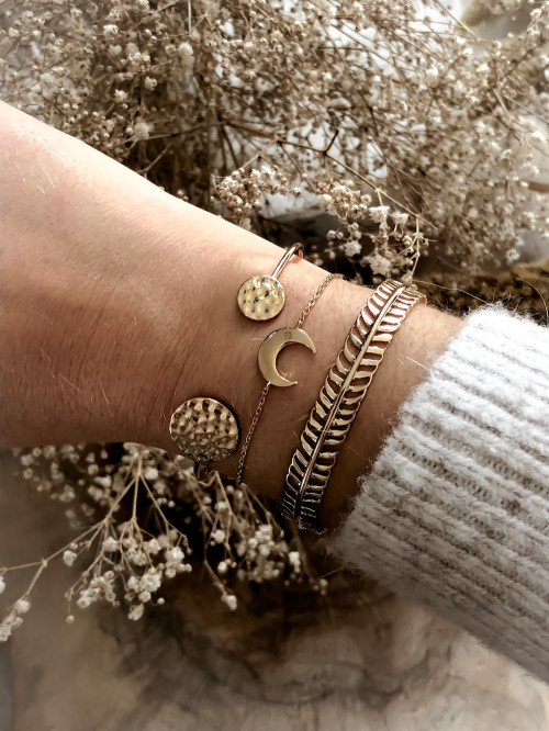 Bracelet plaqué or LUNA chaine et demi lune corne bijoux plaqué or tendance femme