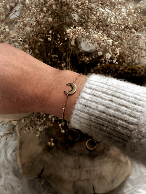 Bracelet plaqué or LUNA chaine et demi lune corne bijoux plaqué or tendance femme