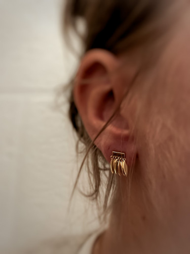 Boulces d'oreille plaqué or APACHE avec pampilles pétales bijoux plaqué or tendance femme