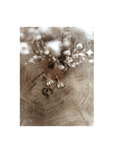 Boulces d'oreille plaqué or APACHE avec pampilles pétales bijoux plaqué or tendance femme