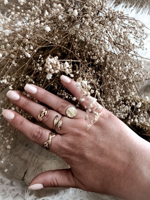 Bague plaqué or SAVANE double arbres ouverte bijoux plaqué or tendance femme a