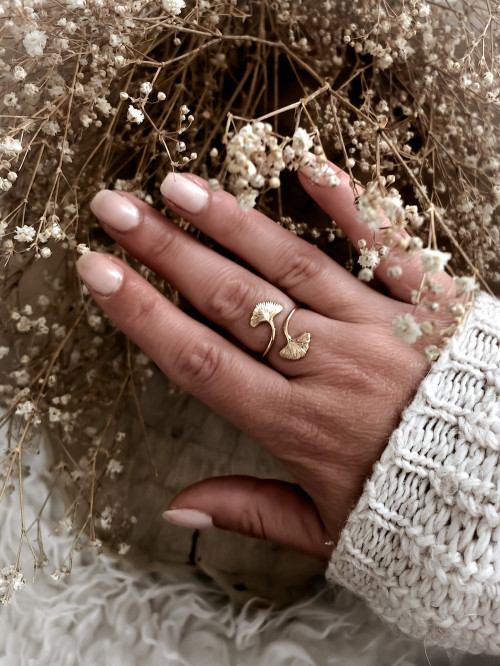 Bague plaqué or SAVANE double arbres ouverte bijoux plaqué or tendance femme a