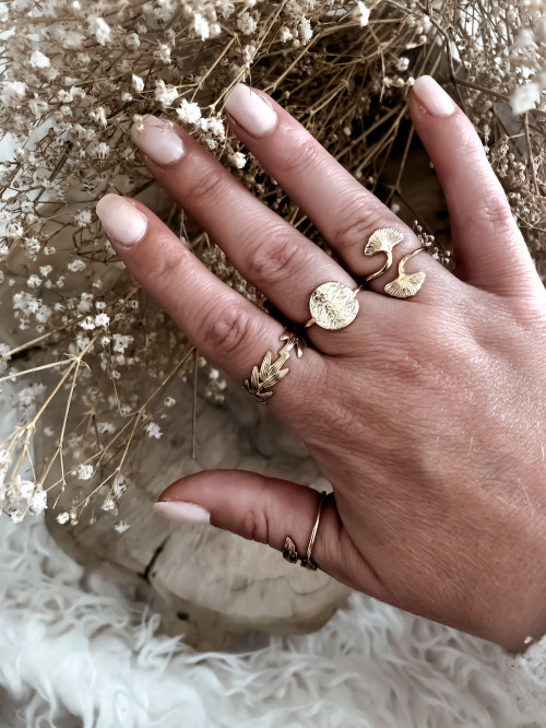 Bague plaqué or SAVANE double arbres ouverte bijoux plaqué or tendance femme a