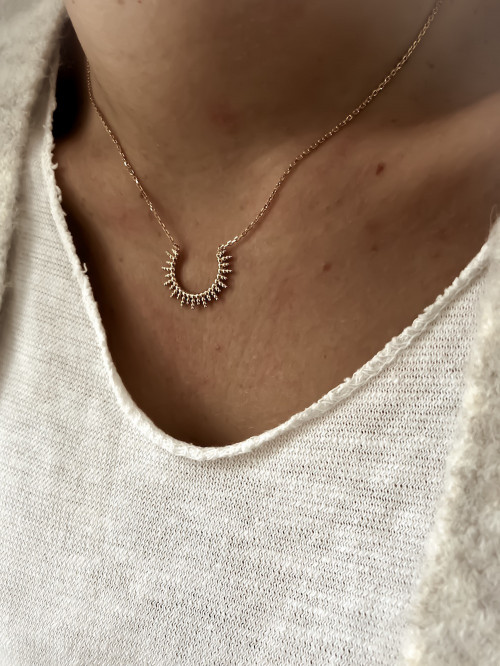 Collier plaqué or SUNSHINE femme chaine et pendentif SOLEIL bijoux plaqué or tendance femme