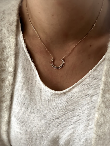 Collier plaqué or SUNSHINE femme chaine et pendentif SOLEIL bijoux plaqué or tendance femme