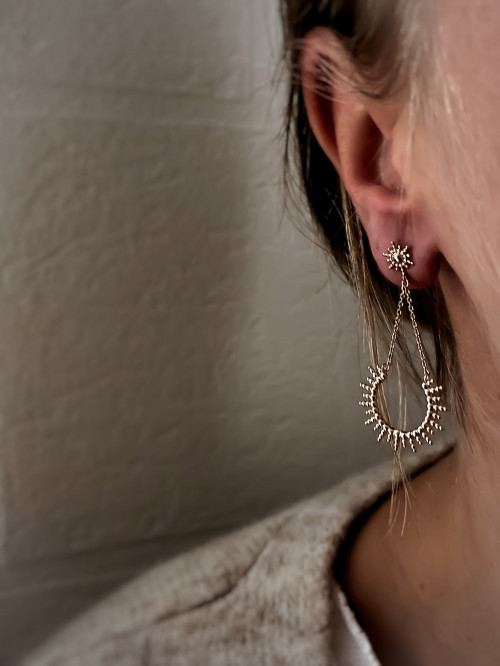 Boulces d'oreille pendante plaqué or SUNSHINE femme chaine et pendentif soleil bijoux plaqué or tendance femme