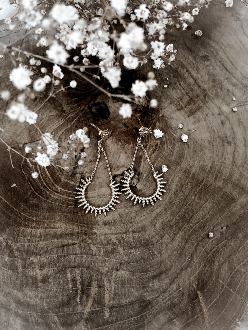 Boulces d'oreille pendante plaqué or SUNSHINE femme chaine et pendentif soleil bijoux plaqué or tendance femme