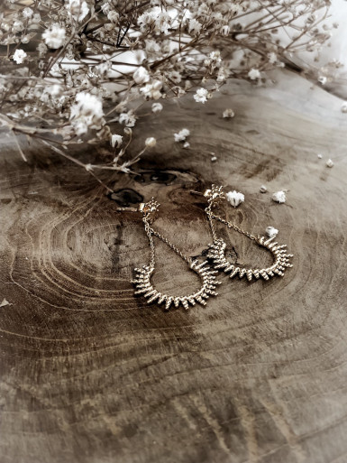 Boulces d'oreille pendante plaqué or SUNSHINE femme chaine et pendentif soleil bijoux plaqué or tendance femme