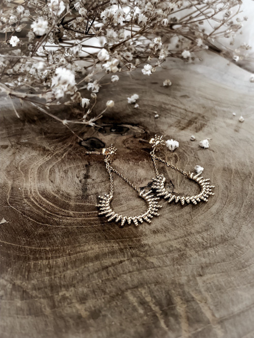 Boulces d'oreille pendante plaqué or SUNSHINE femme chaine et pendentif soleil bijoux plaqué or tendance femme