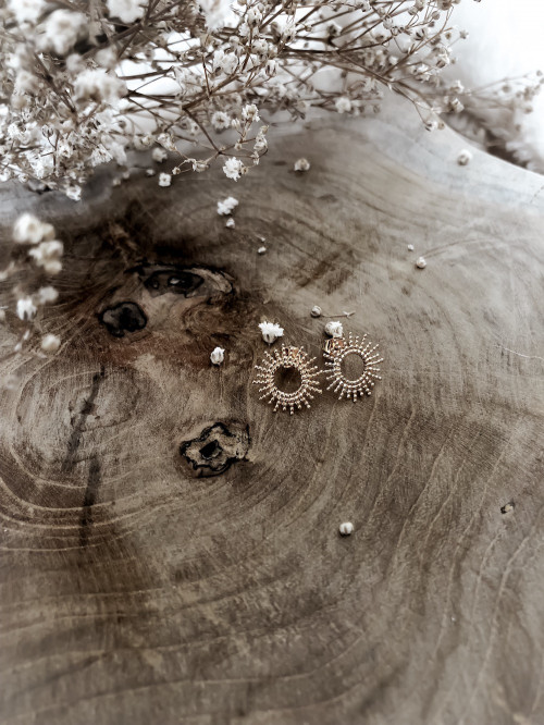 Boulces d'oreille plaqué or SUNSHINE femme puces petit soleil bijoux plaqué or tendance femme