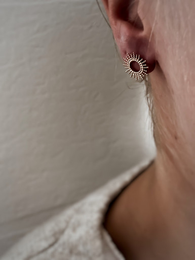 Boulces d'oreille plaqué or SUNSHINE femme puces petit soleil bijoux plaqué or tendance femme