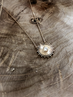 Collier plaqué or SOLAR femme chaine et SOLEIL STRASS ET STRASS ZIRCONIUM bijoux plaqué or tendance femme 2