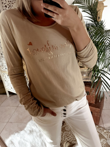 T shirt femme en coton beige made in italy casual T shirt femme en coton beige made in italy casual