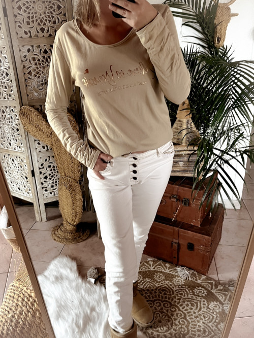 T shirt femme en coton beige made in italy casual T shirt femme en coton beige made in italy casual