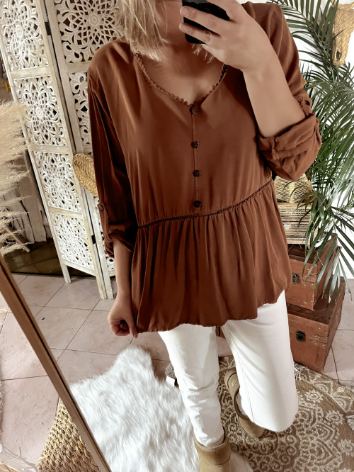 Haut femme marron - porté, élégance et confort