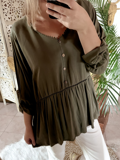 Blouse tunique femme kaki - vue de face