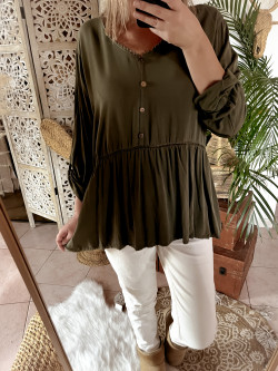 Blouse tunique femme kaki - vue de face 2