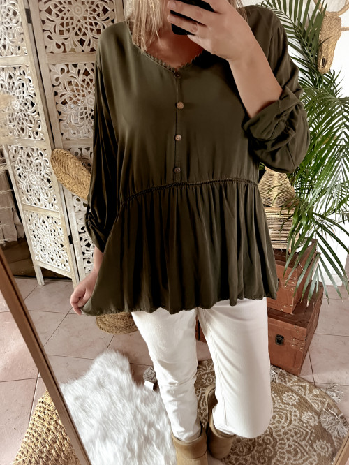 Blouse tunique femme kaki - portée, élégance et confort