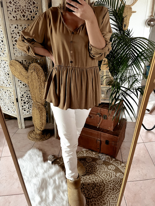 Blouse tunique femme taupe - portée, élégance et confort