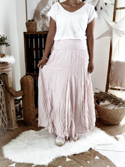 Jupe Rose Poudrée en Voile de Coton Made in Italy - Taille Unique