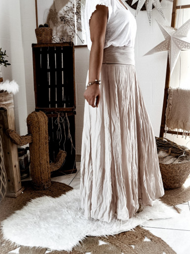 Jupe Blanche en Voile de Coton - Confort et Élégance, Made in Italy