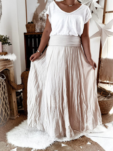 Jupe Blanche en Voile de Coton - Confort et Élégance, Made in Italy