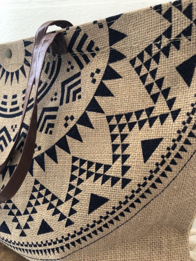 Cabas toile de jute pas cher sac jute mandala motif imprimé bohème chic