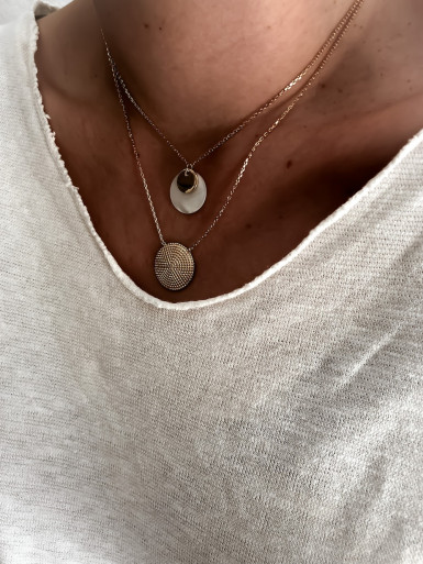 Collier plaqué or OCÉANE double pampilles nacre bijoux plaqué or tendance femme