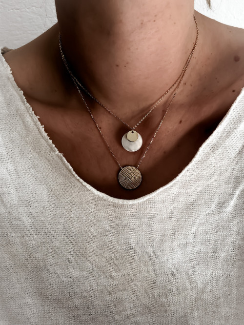 Collier plaqué or OCÉANE double pampilles nacre bijoux plaqué or tendance femme