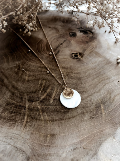 Collier plaqué or OCÉANE double pampilles nacre bijoux plaqué or tendance femme