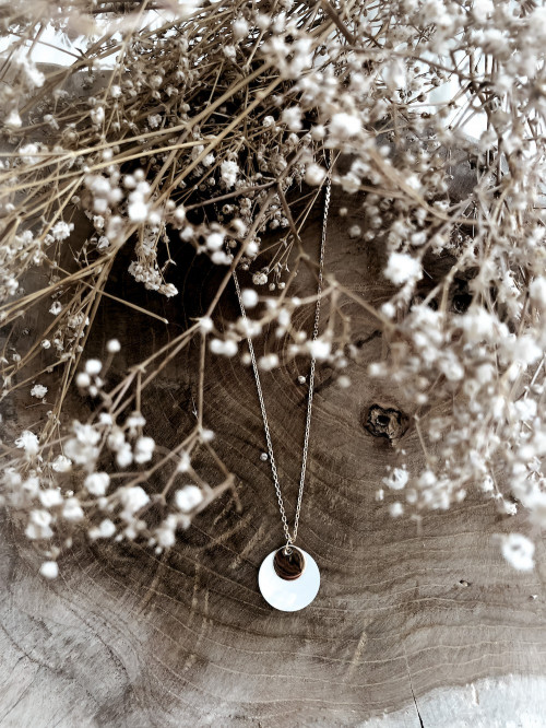 Collier plaqué or OCÉANE double pampilles nacre bijoux plaqué or tendance femme