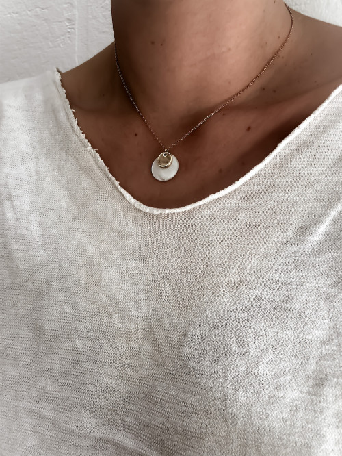 Collier plaqué or OCÉANE double pampilles nacre bijoux plaqué or tendance femme