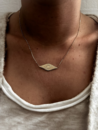 Collier plaqué or CLÉOPATRE femme chaine et pendentif losange bijoux plaqué or tendance femme