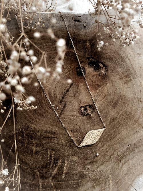 Collier plaqué or CLÉOPATRE femme chaine et pendentif losange bijoux plaqué or tendance femme