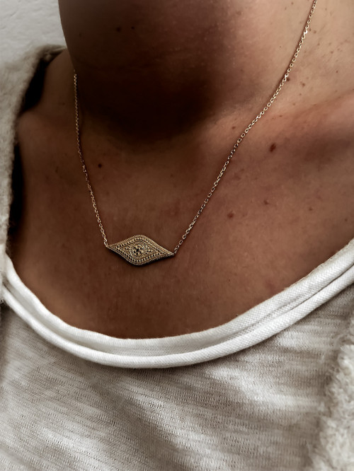 Collier plaqué or CLÉOPATRE femme chaine et pendentif losange bijoux plaqué or tendance femme