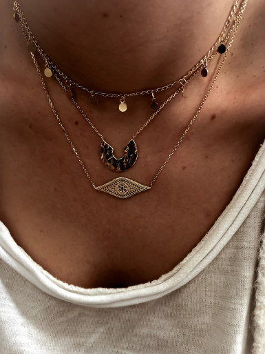 Collier plaqué or CLÉOPATRE femme chaine et pendentif losange bijoux plaqué or tendance femme
